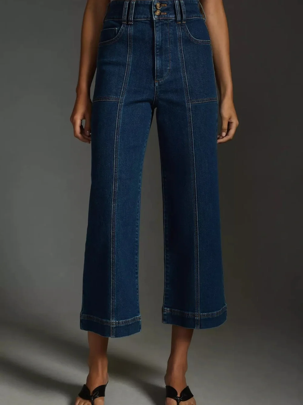 Pilcro The Skipper Seamed High-rise Crop Wide Leg Jeans - Picture 2 of 11